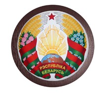 Картинка Герб тканевый на подложке из венге