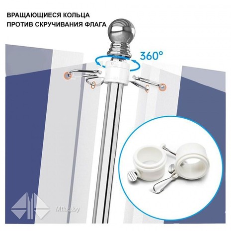 Анти-наматывающие крепления для флага, 29 мм, с карабином, картинка 2